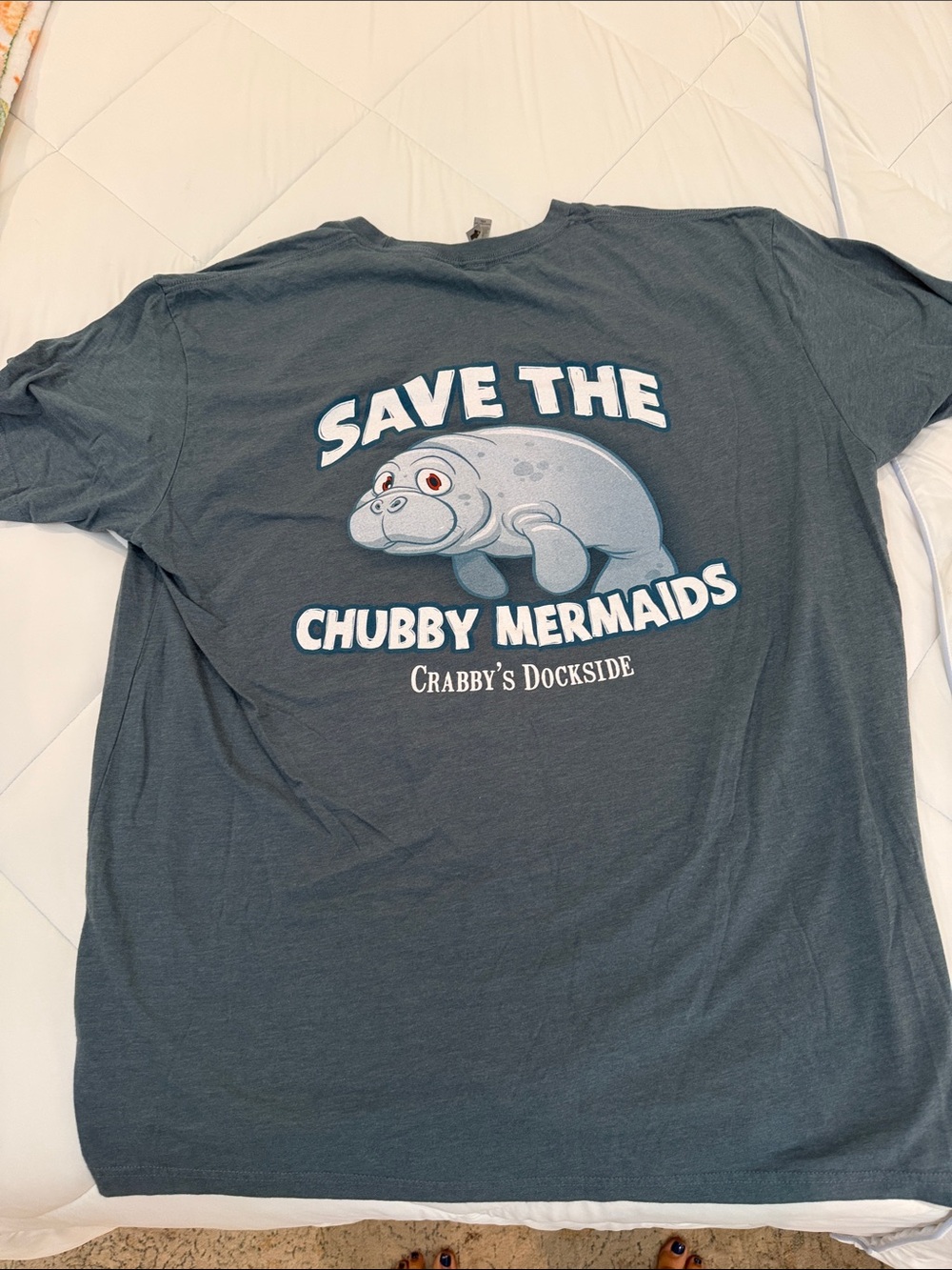 Crabbys dockside save the chubby mermaids tshirt